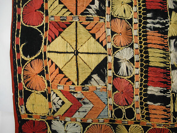 Panel, Cotton; embroidered in silk