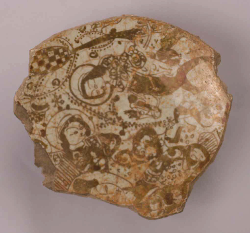 Fragment of a Bowl, Stonepaste; luster-painted and glazed 