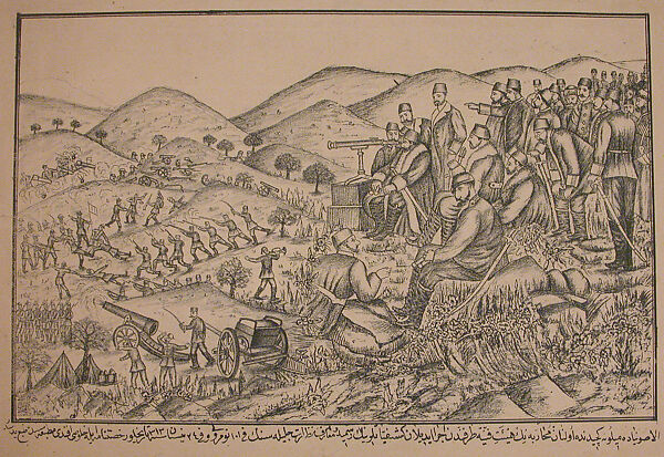 Military Scene, Black ink on white paper 