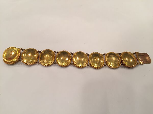 Bracelet with Miniature Mughal Portraits, Gold, ivory, glass