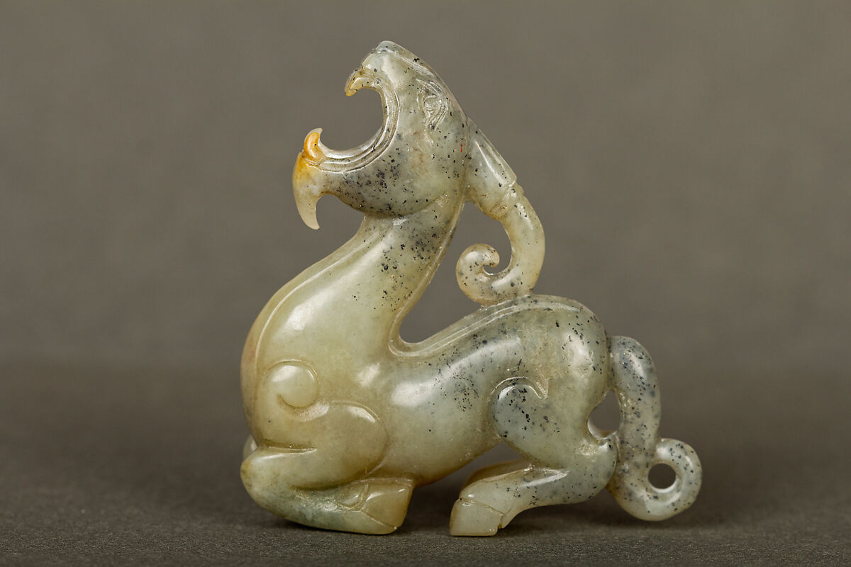 Fantastic animal with horn, Jade (nephrite), China