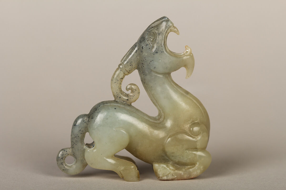 Fantastic animal with horn, Jade (nephrite), China