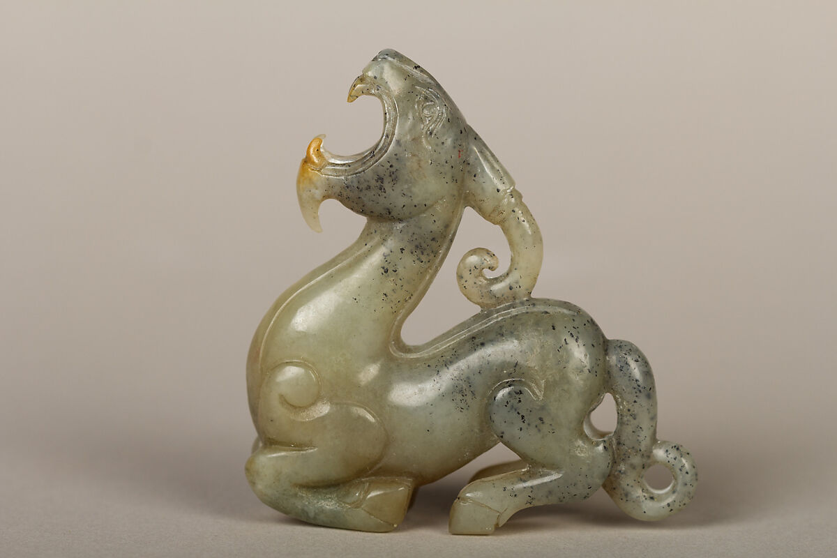 Fantastic animal with horn, Jade (nephrite), China 