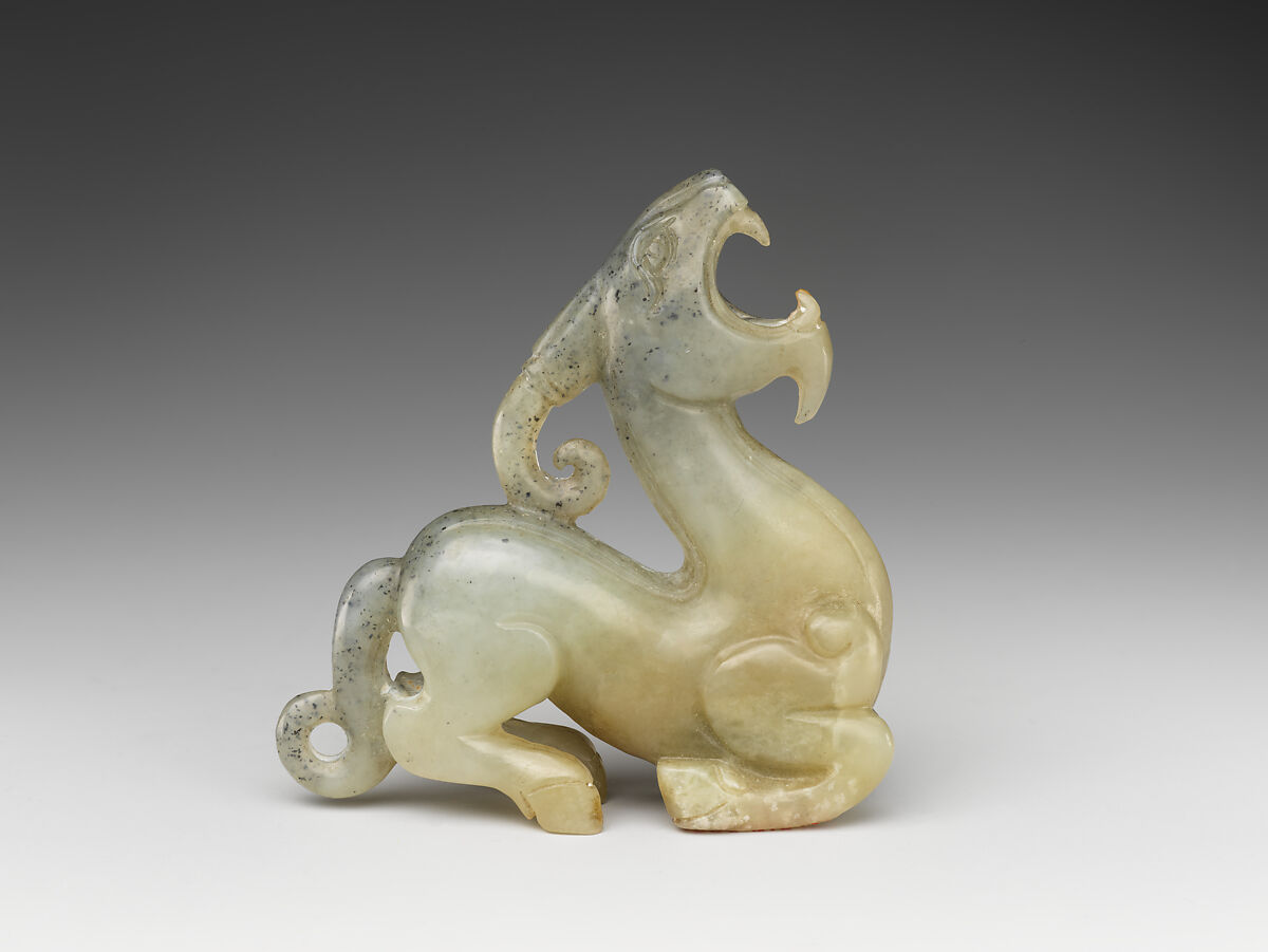 Fantastic animal with horn, Jade (nephrite), China
