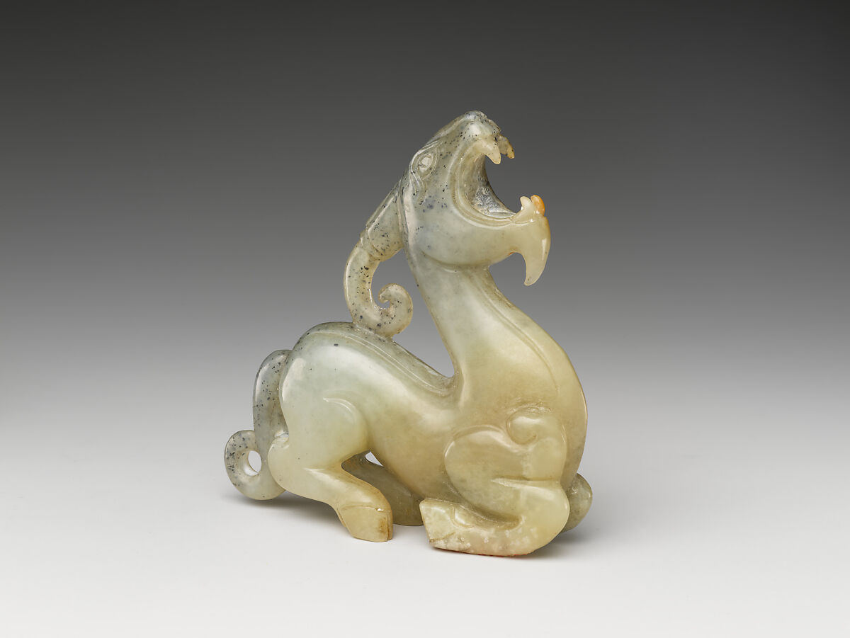 Fantastic animal with horn, Jade (nephrite), China