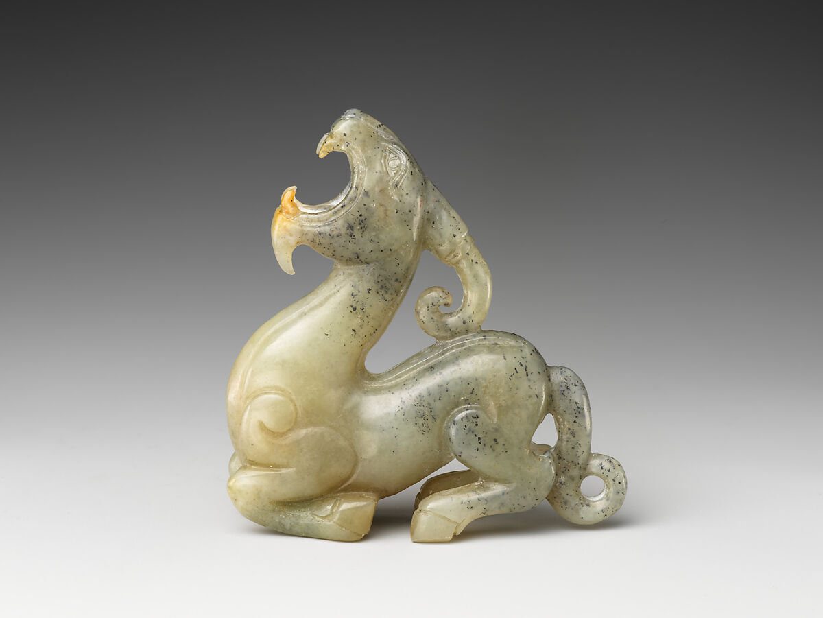 Fantastic animal with horn, Jade (nephrite), China