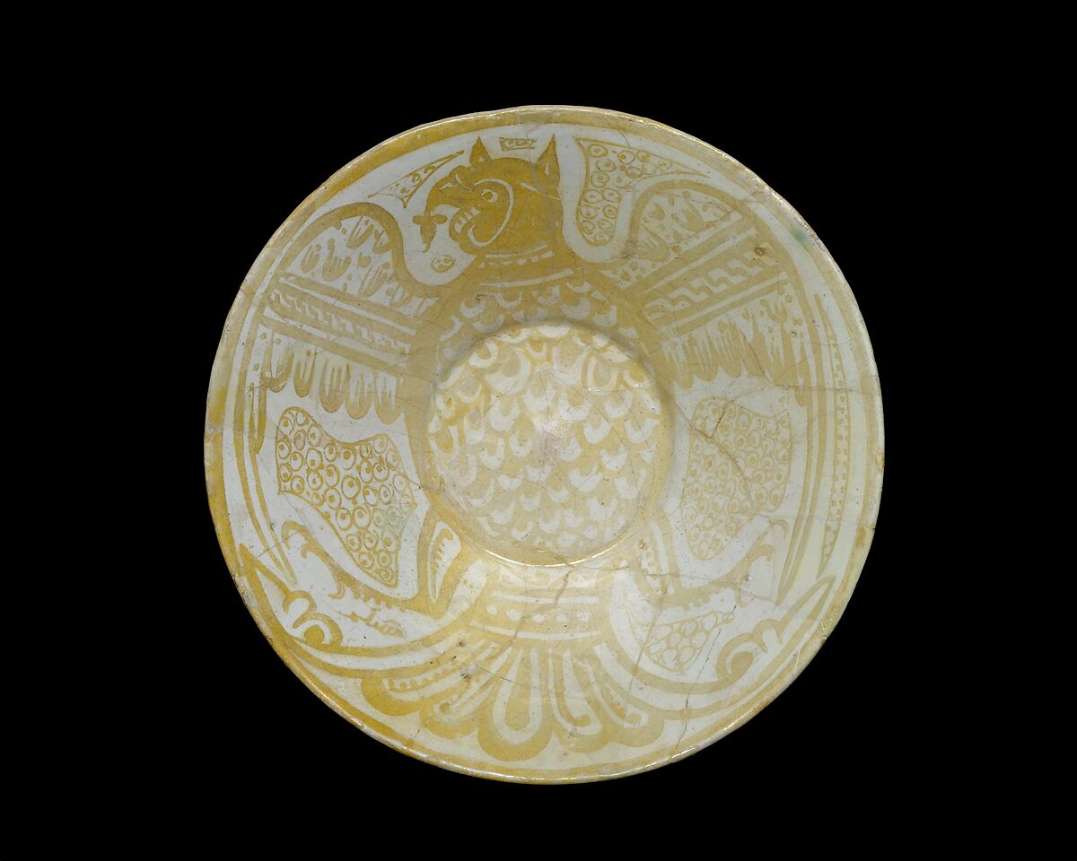 Bowl with Eagle, Muslim Ibn al-Dahhan (Egyptian), Earthenware; luster-painted on opaque white glaze