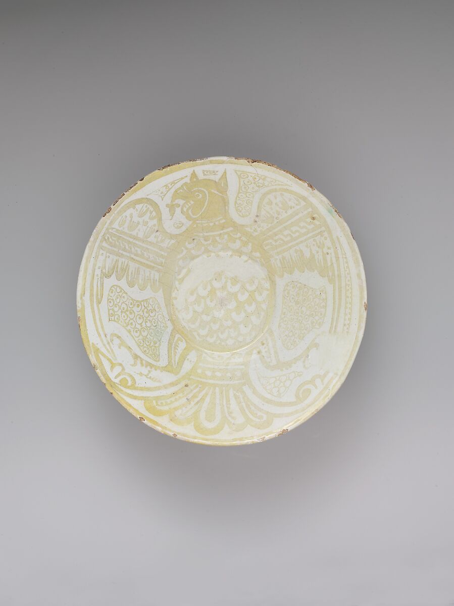 Bowl with Eagle, Muslim Ibn al-Dahhan (Egyptian), Earthenware; luster-painted on opaque white glaze 