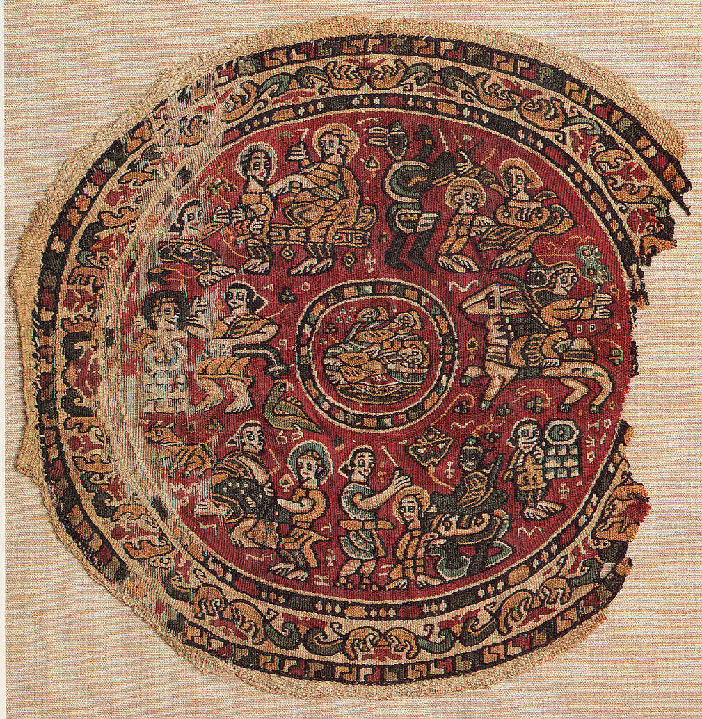 Roundel Illustrating Episodes from the Biblical Story of Joseph, Linen, wool; tapestry weave