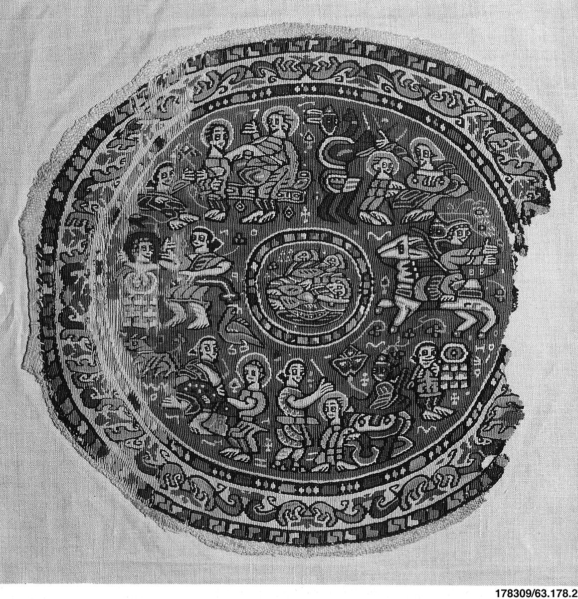 Roundel Illustrating Episodes from the Biblical Story of Joseph, Linen, wool; tapestry weave