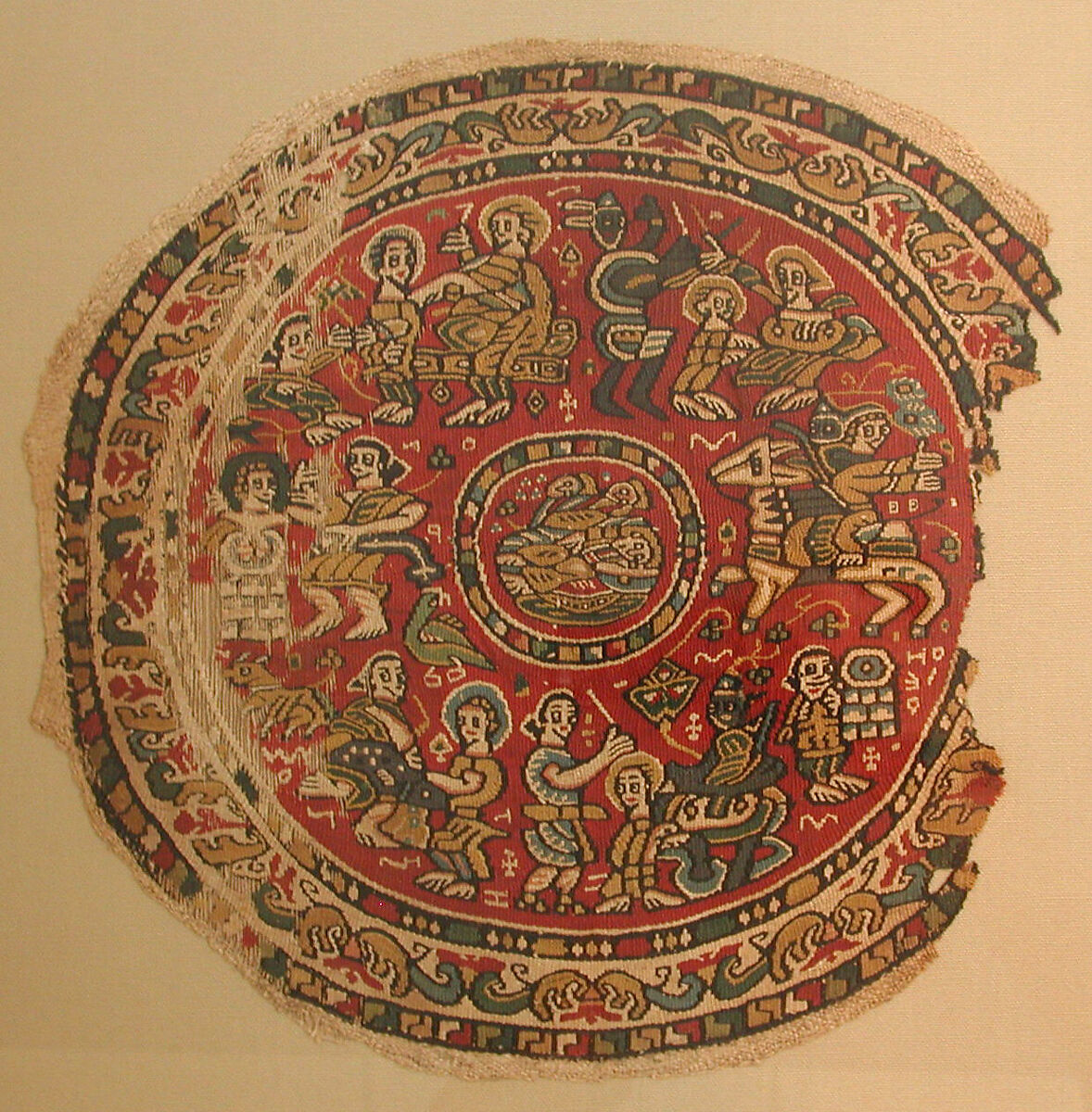 Roundel Illustrating Episodes from the Biblical Story of Joseph, Linen, wool; tapestry weave 