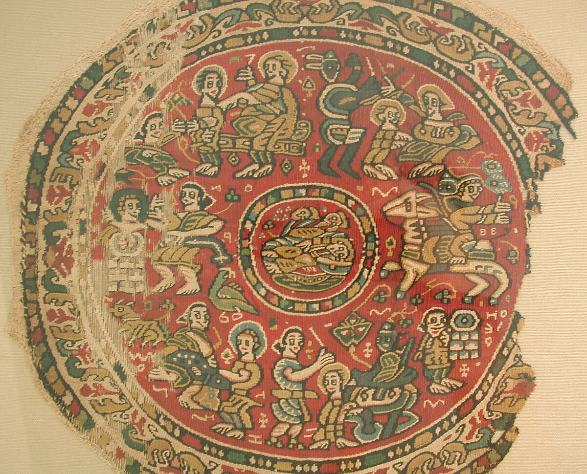 Roundel Illustrating Episodes from the Biblical Story of Joseph, Linen, wool; tapestry weave