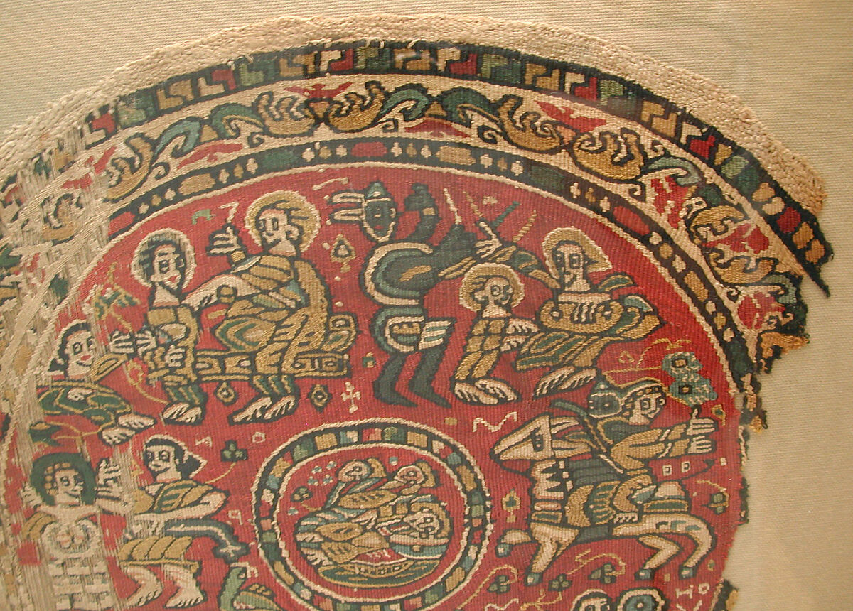 Roundel Illustrating Episodes from the Biblical Story of Joseph, Linen, wool; tapestry weave