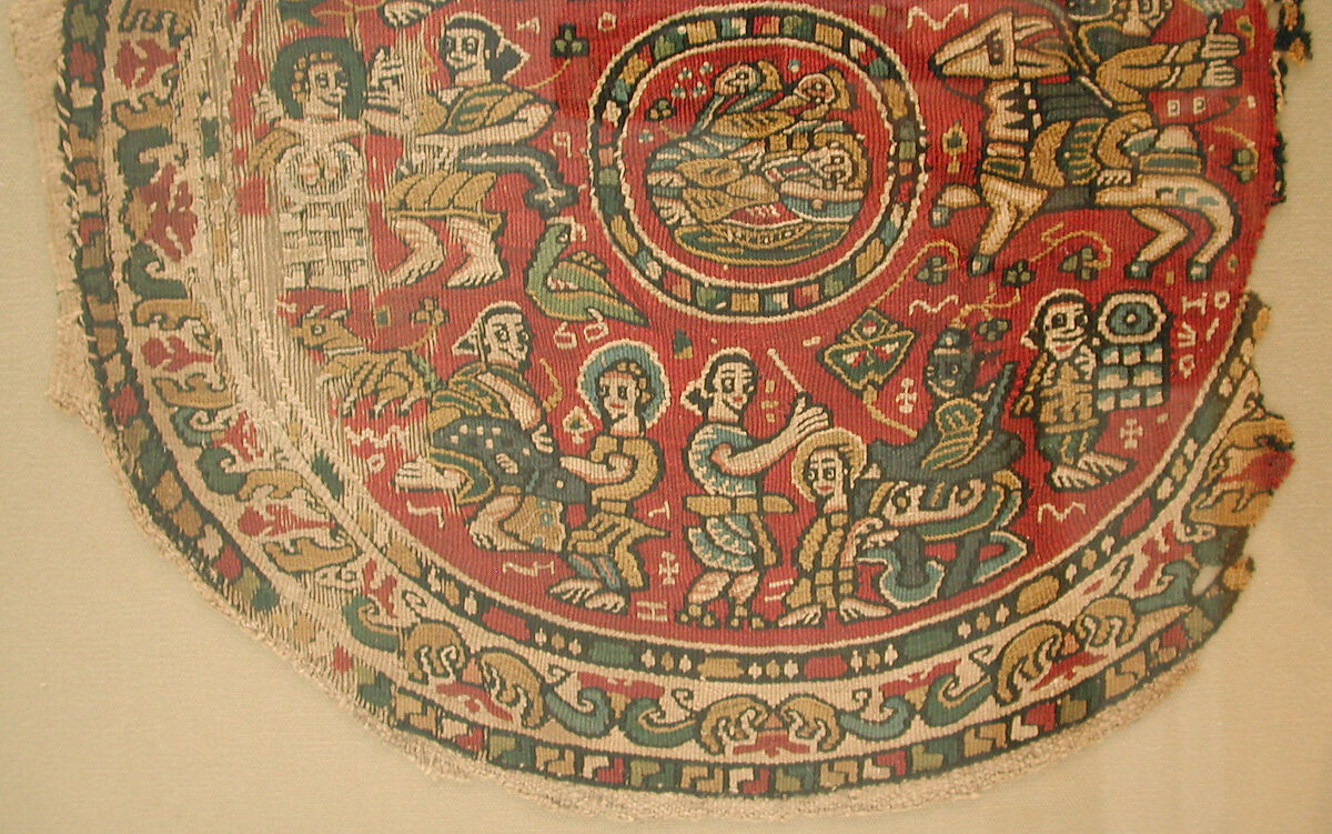 Roundel Illustrating Episodes from the Biblical Story of Joseph, Linen, wool; tapestry weave