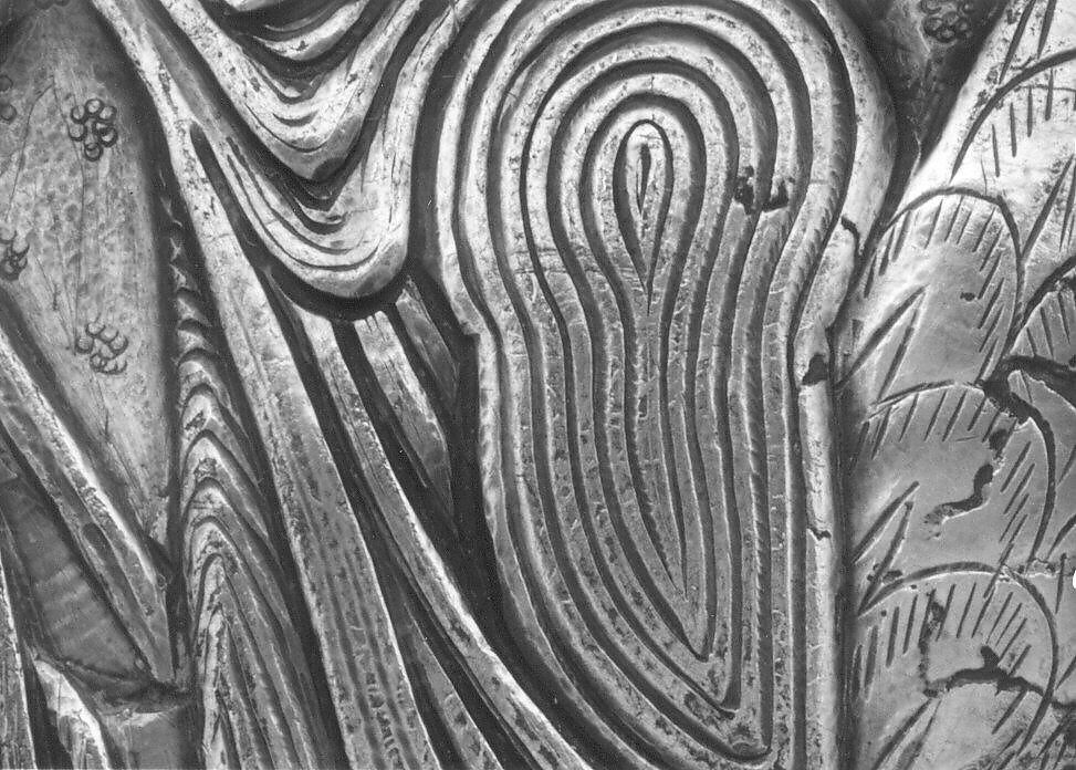 Plate Depicting a Female Figure Riding a Fantastic Winged Beast, Silver; gilded, chased, and engraved, with applied elements