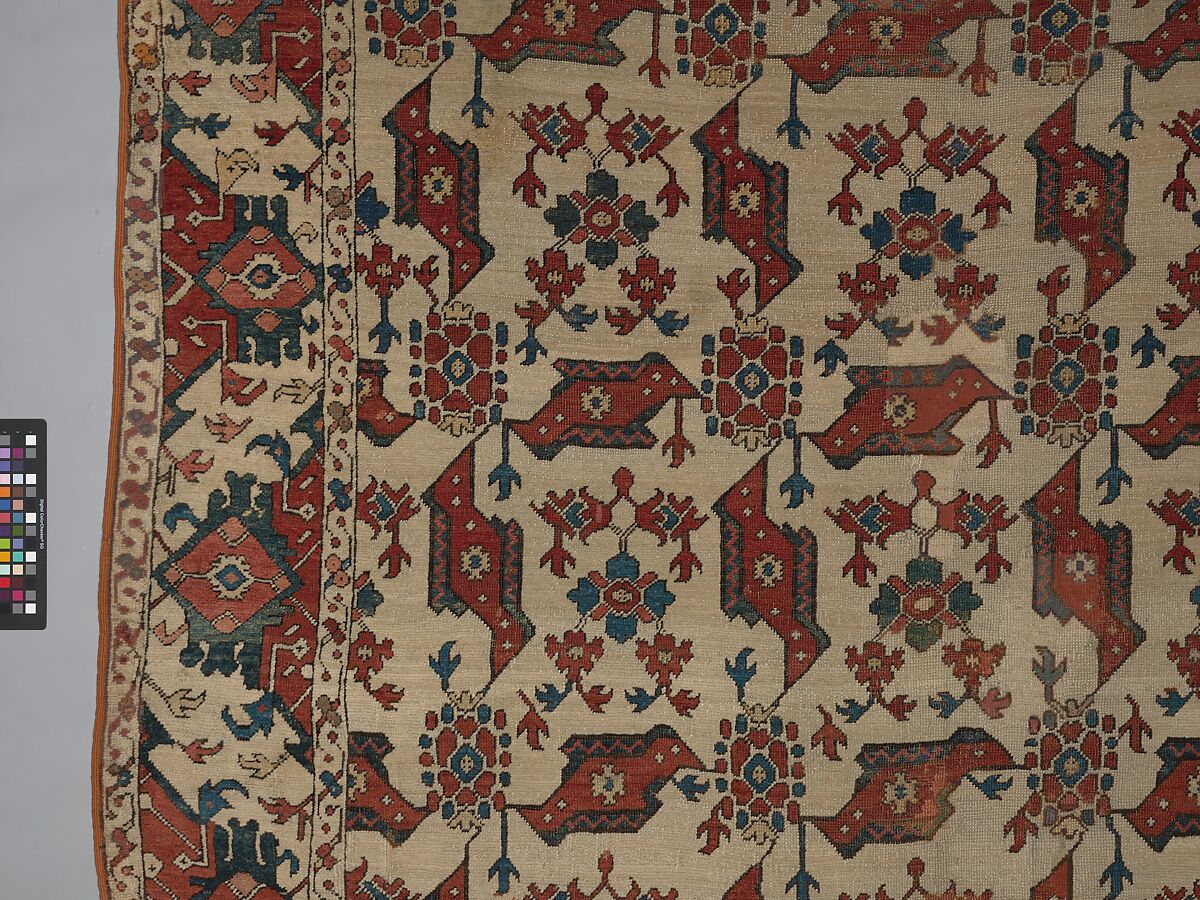 "Bird" Carpet, Wool (warp, weft and pile); symmetrically knotted pile