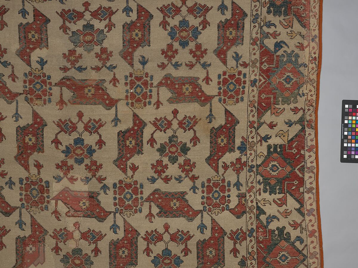 "Bird" Carpet, Wool (warp, weft and pile); symmetrically knotted pile