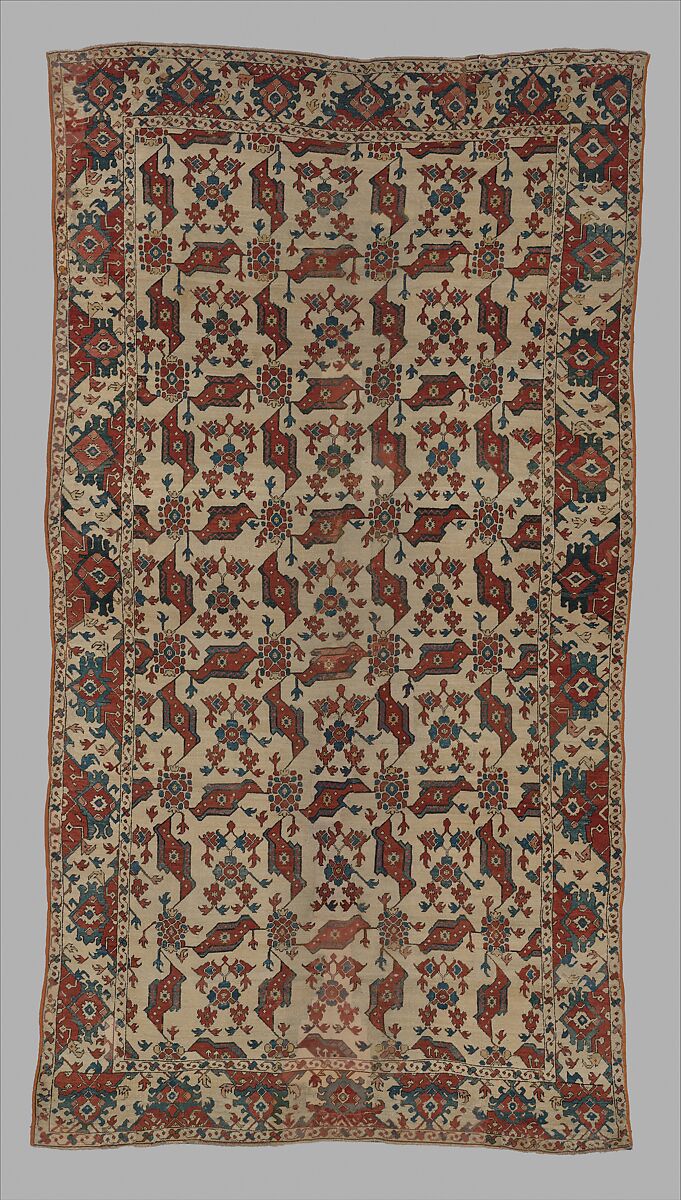 "Bird" Carpet, Wool (warp, weft and pile); symmetrically knotted pile 