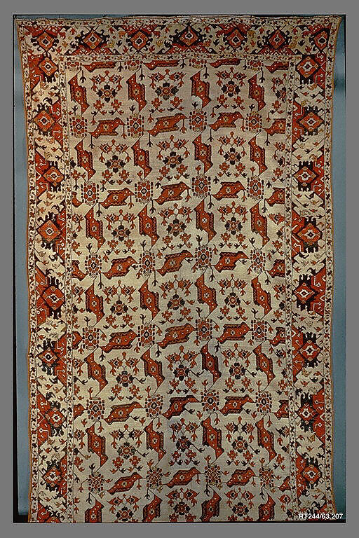 "Bird" Carpet, Wool (warp, weft and pile); symmetrically knotted pile