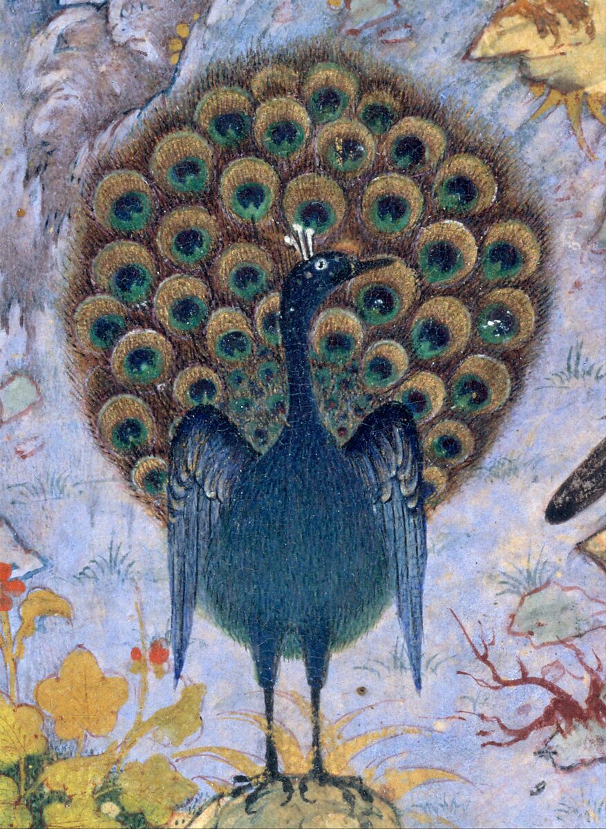 "The Concourse of the Birds", Folio 11r from a Mantiq al-Tayr (Language of the Birds), Painting by Habiballah of Sava (Iranian, active ca. 1590–1610), Ink, opaque watercolor, gold, and silver on paper