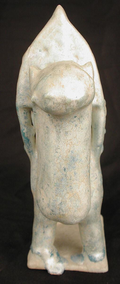Figurine in the Form of a Camel Carrying a Palanquin and Two Riders, Stonepaste; molded in sections, glazed in turquoise