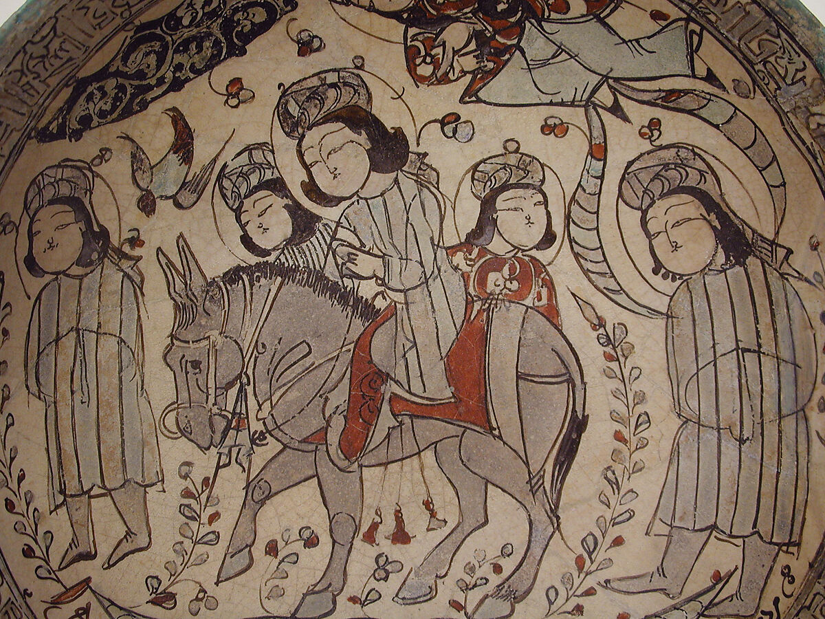 Bowl, Abu Zayd al-Kashani (Iranian), Stonepaste; polychrome inglaze and overglaze painted on opaque monochrome glaze (mina'i)