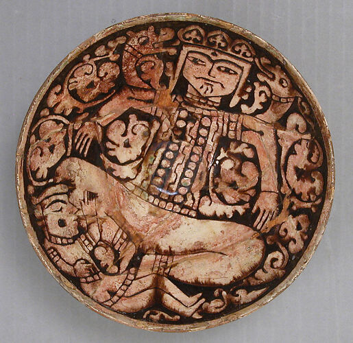 Bowl Depicting King Zahhak with Snakes Protruding from His Shoulders