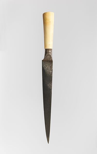 Knife with Ivory Hilt, Steel, watered; ivory and gold 