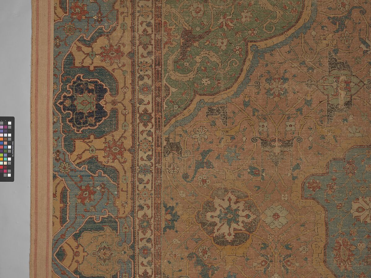 Carpet, Cotton (warp and weft), wool (pile); asymmetrically knotted pile