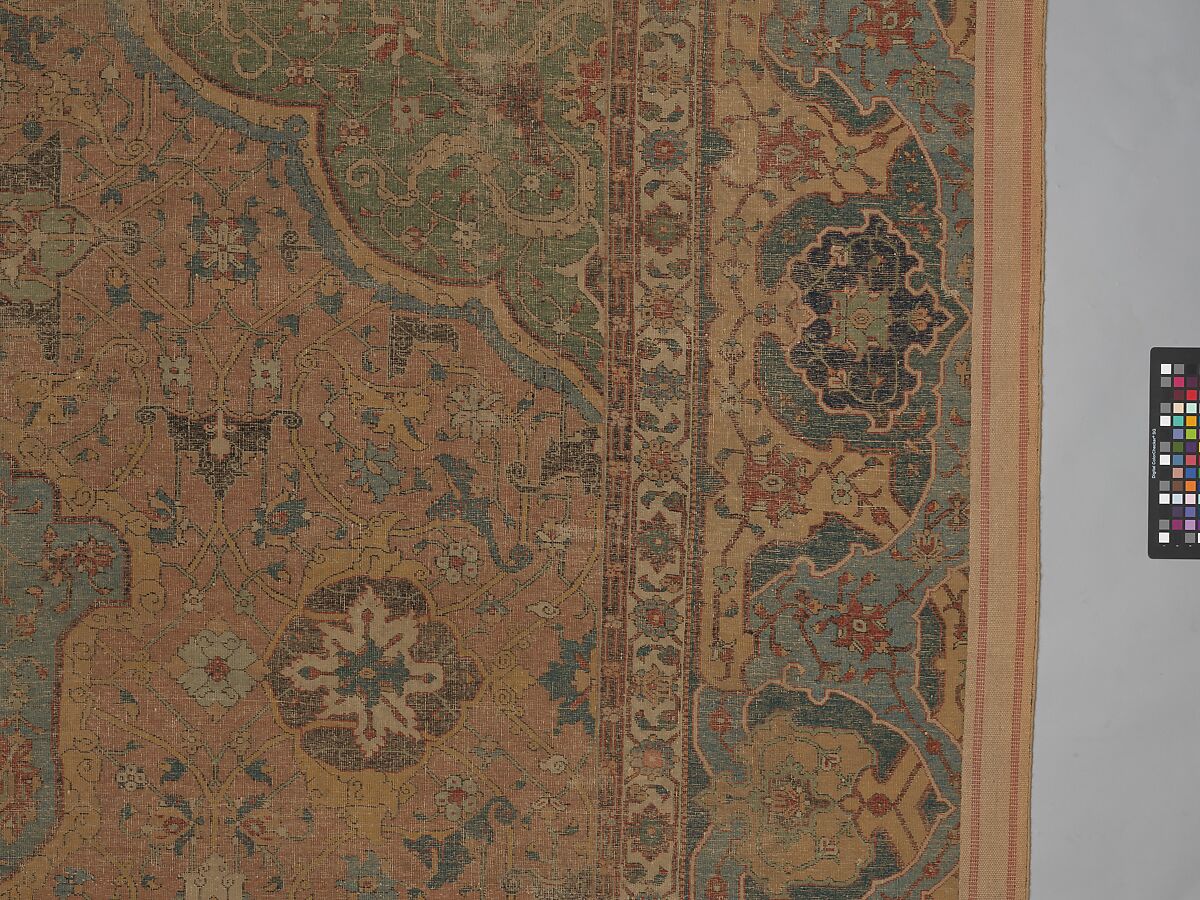 Carpet, Cotton (warp and weft), wool (pile); asymmetrically knotted pile