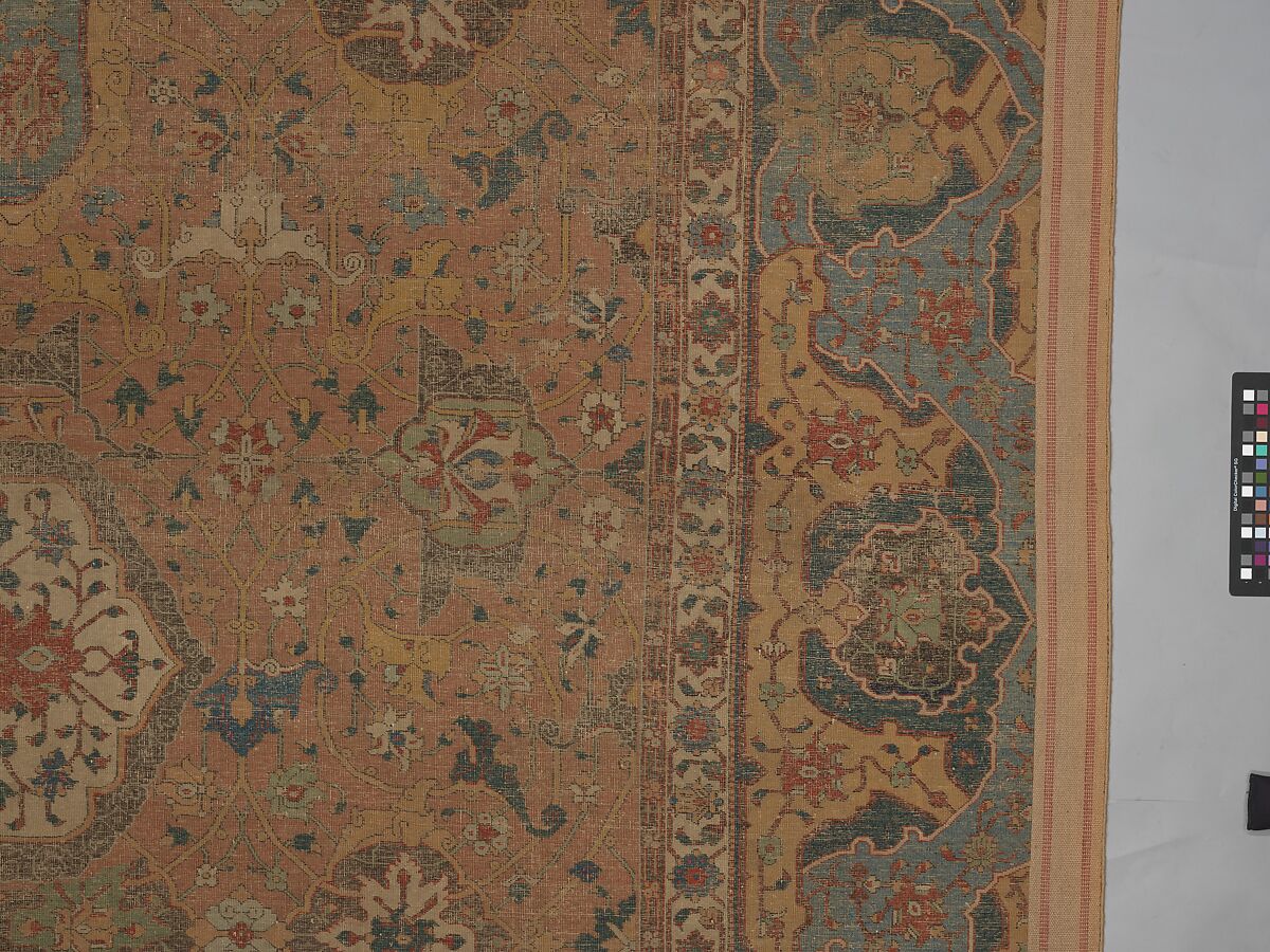 Carpet, Cotton (warp and weft), wool (pile); asymmetrically knotted pile