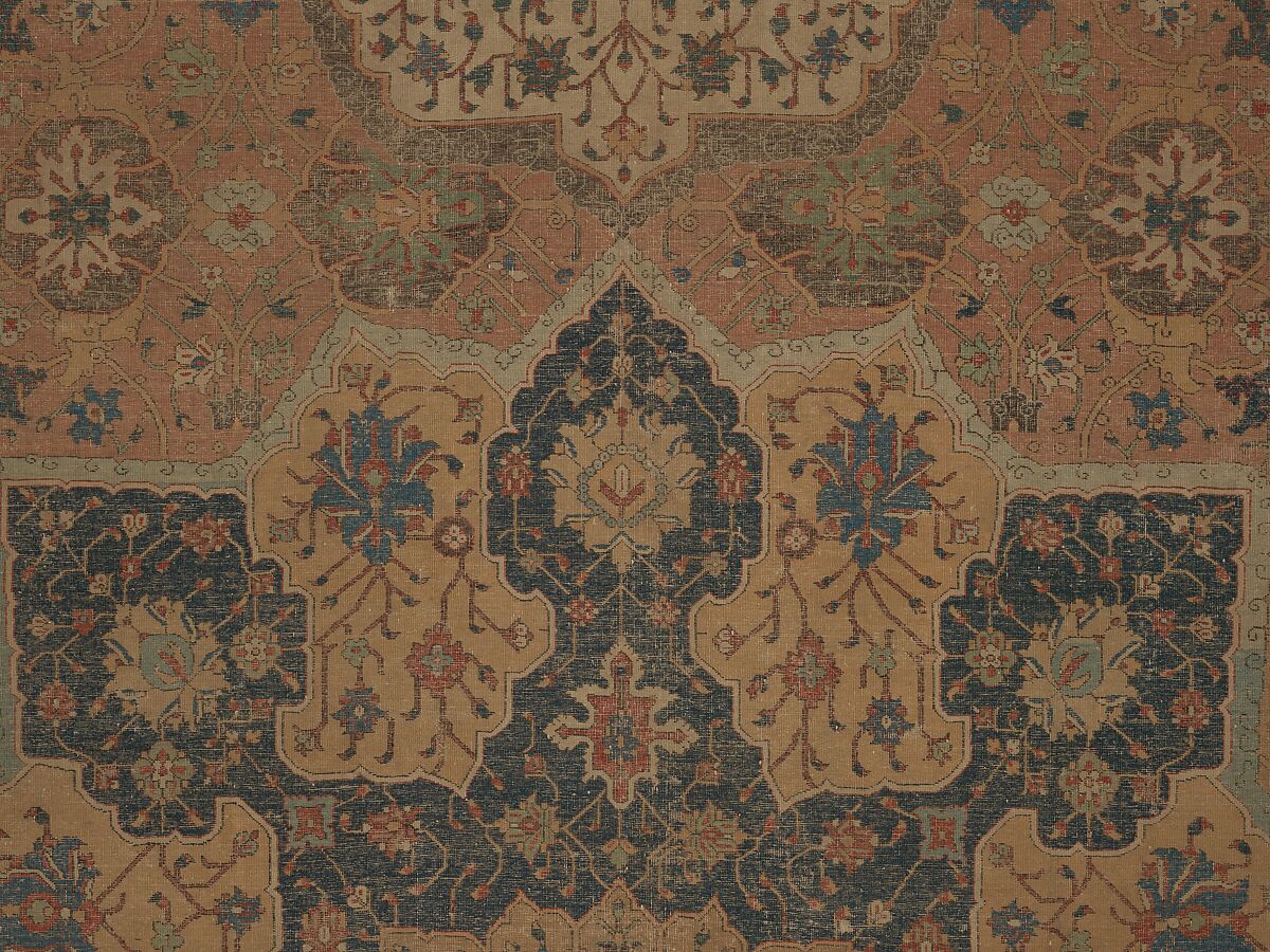 Carpet, Cotton (warp and weft), wool (pile); asymmetrically knotted pile