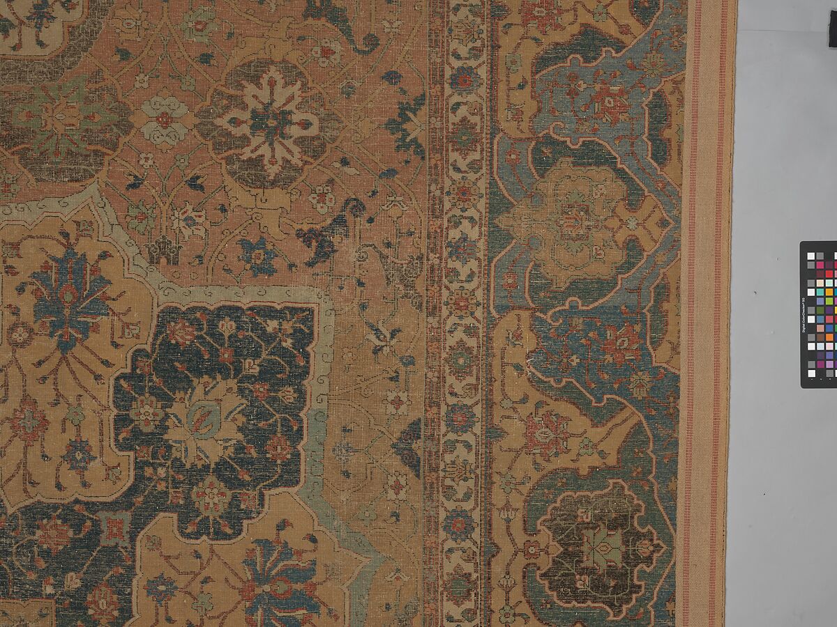 Carpet, Cotton (warp and weft), wool (pile); asymmetrically knotted pile