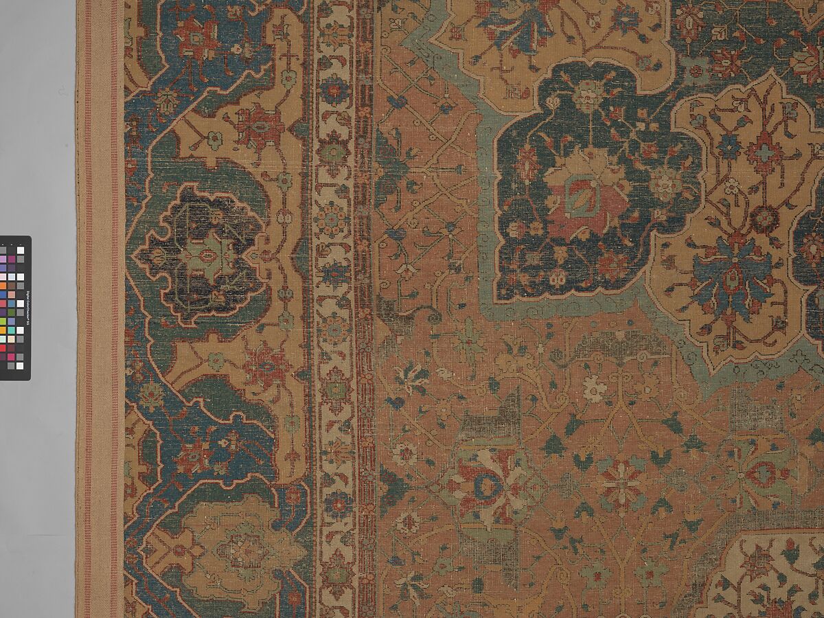 Carpet, Cotton (warp and weft), wool (pile); asymmetrically knotted pile