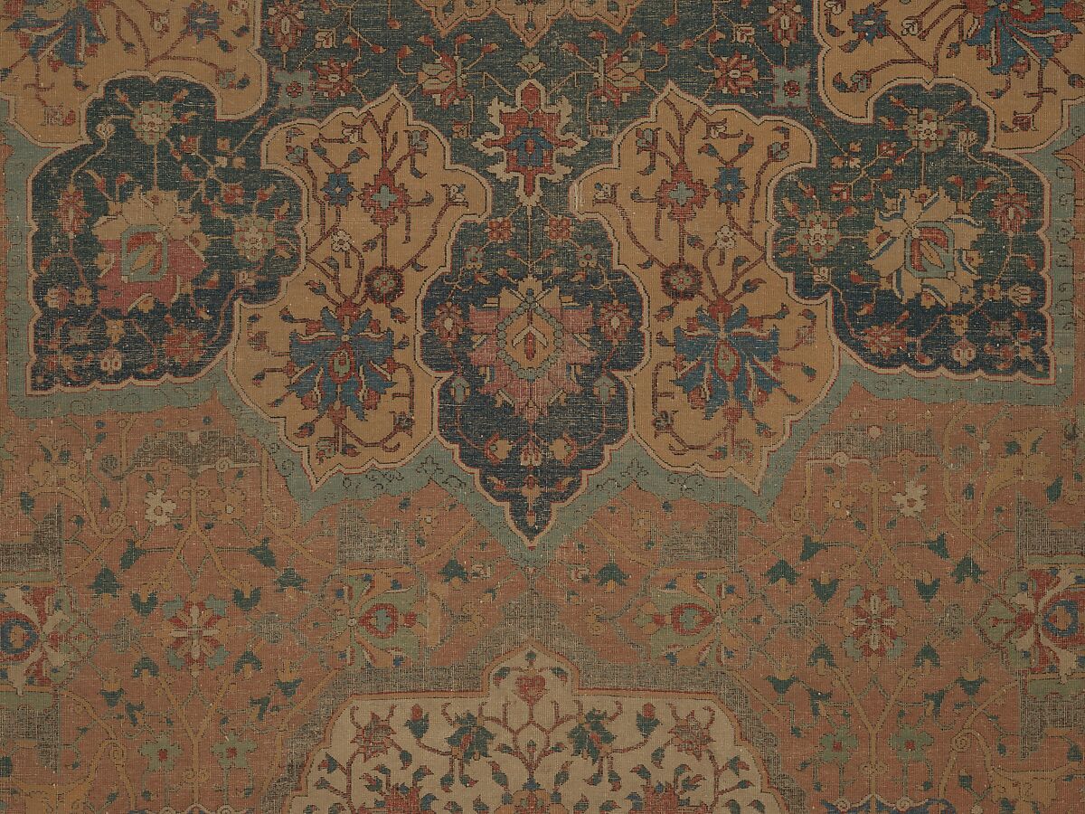 Carpet, Cotton (warp and weft), wool (pile); asymmetrically knotted pile