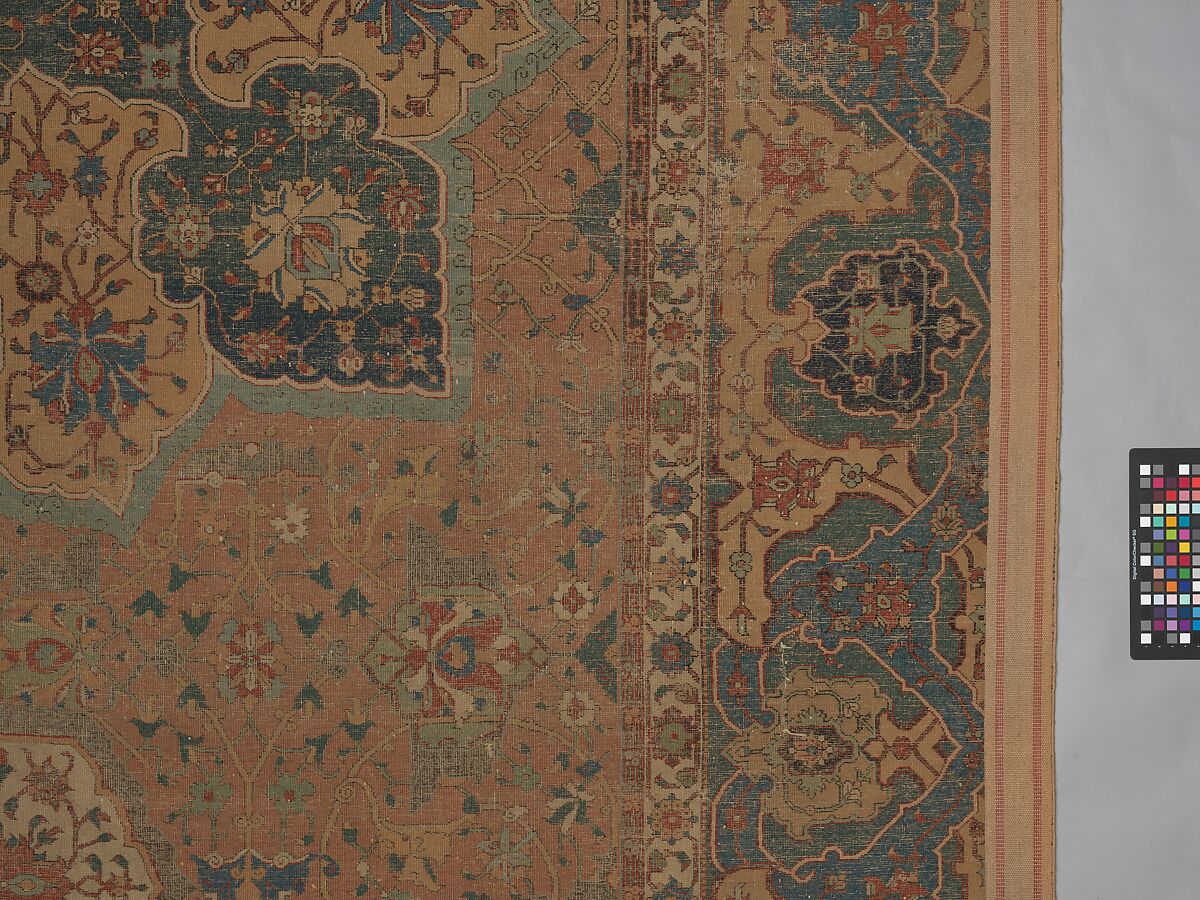 Carpet, Cotton (warp and weft), wool (pile); asymmetrically knotted pile