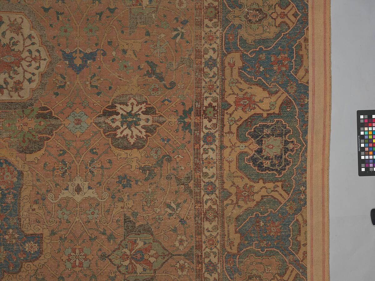 Carpet, Cotton (warp and weft), wool (pile); asymmetrically knotted pile