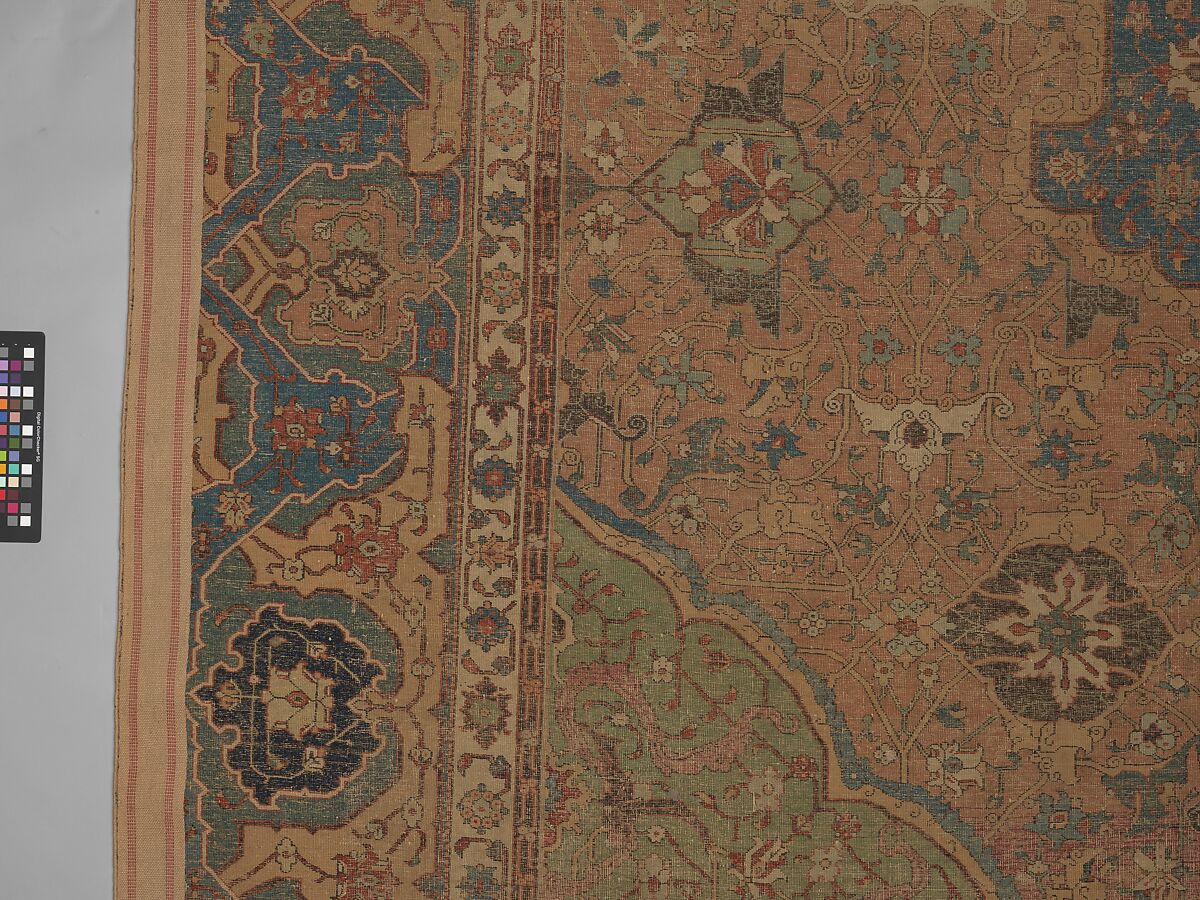 Carpet, Cotton (warp and weft), wool (pile); asymmetrically knotted pile