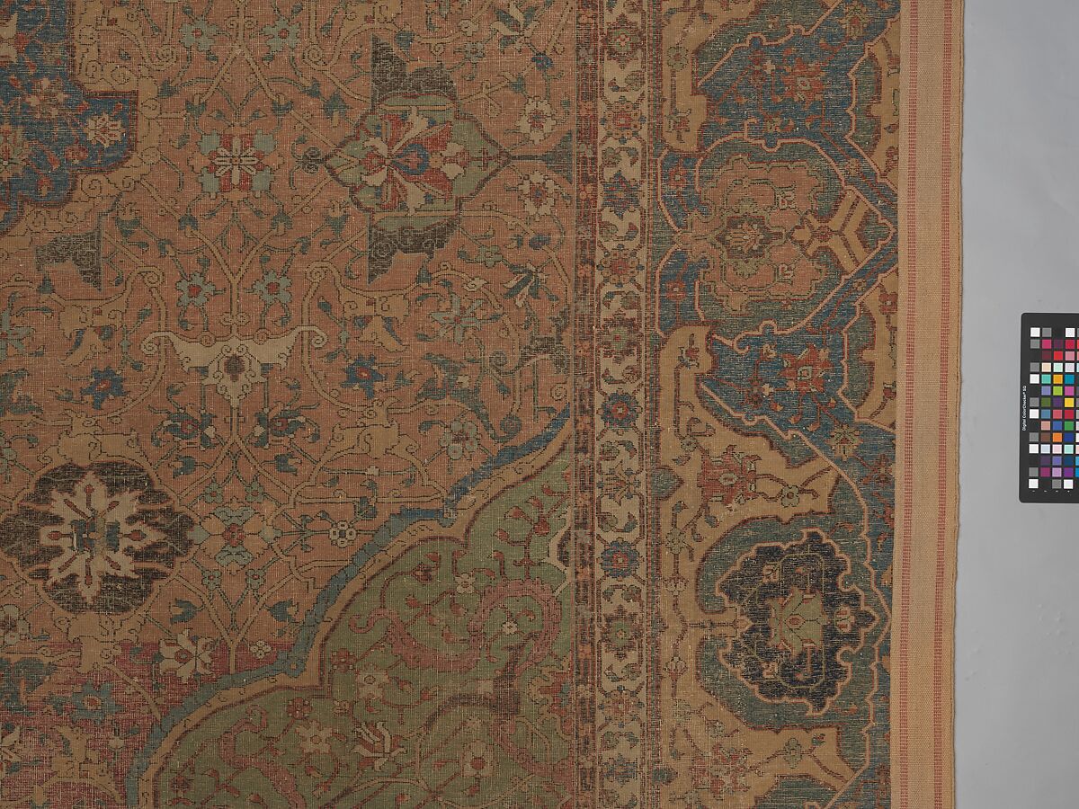 Carpet, Cotton (warp and weft), wool (pile); asymmetrically knotted pile