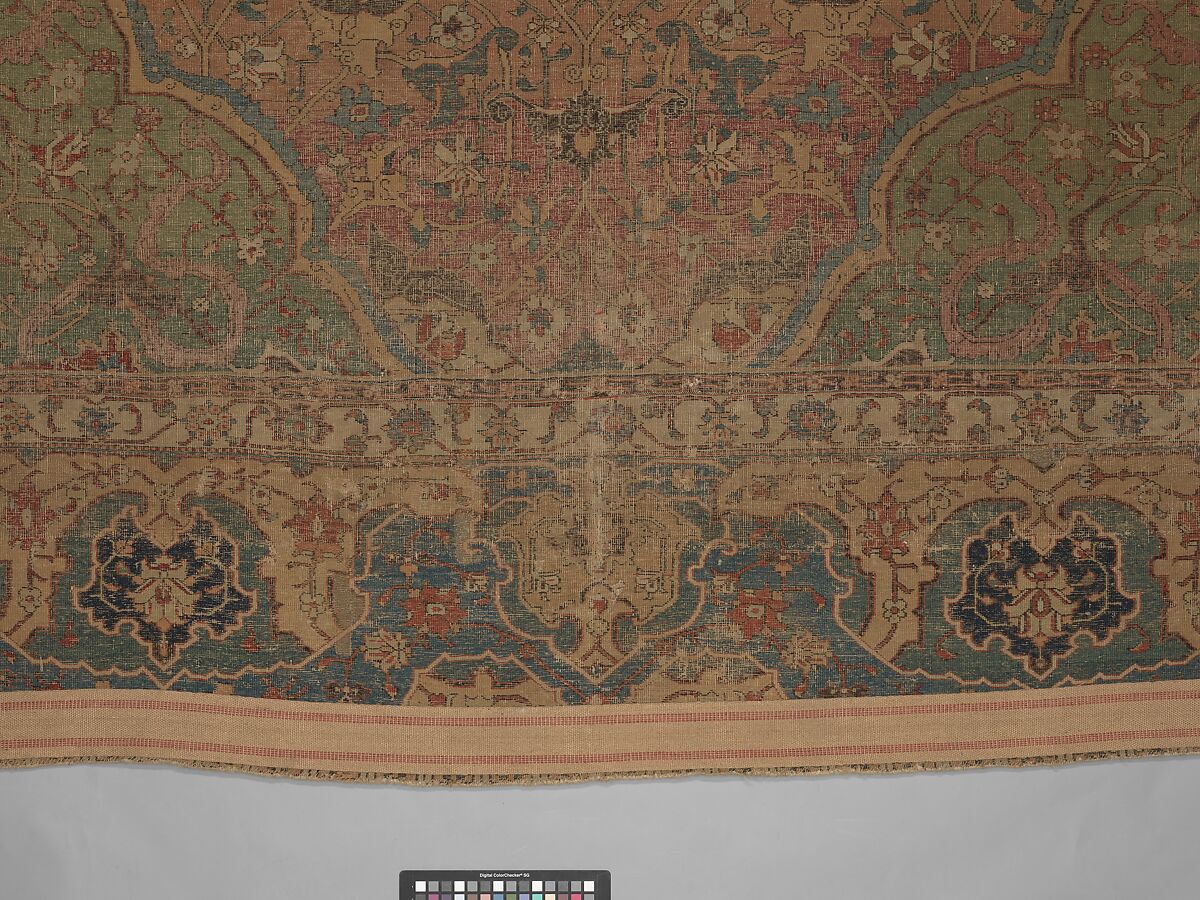 Carpet, Cotton (warp and weft), wool (pile); asymmetrically knotted pile