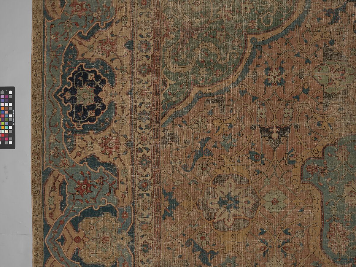 Carpet, Cotton (warp and weft), wool (pile); asymmetrically knotted pile