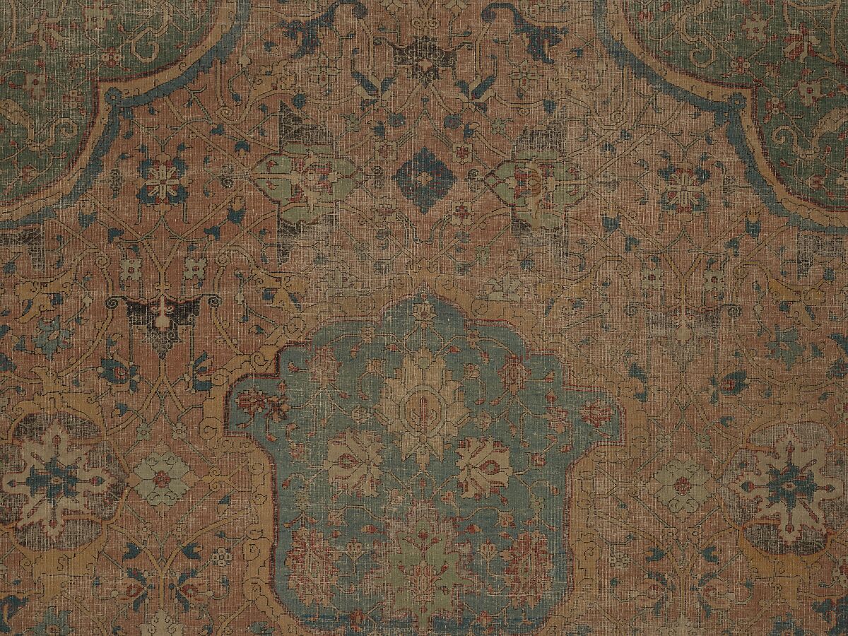 Carpet, Cotton (warp and weft), wool (pile); asymmetrically knotted pile