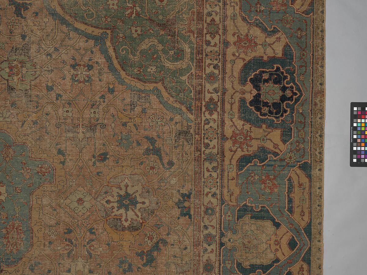 Carpet, Cotton (warp and weft), wool (pile); asymmetrically knotted pile