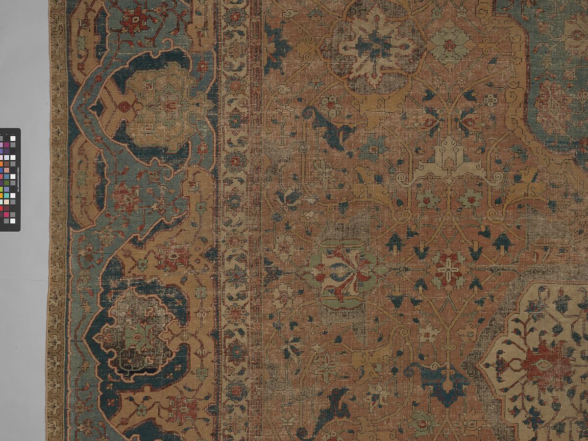 Carpet, Cotton (warp and weft), wool (pile); asymmetrically knotted pile