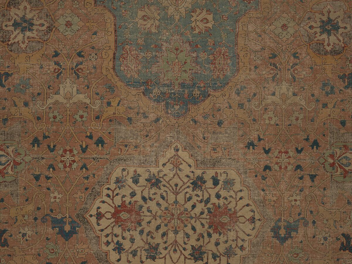 Carpet, Cotton (warp and weft), wool (pile); asymmetrically knotted pile