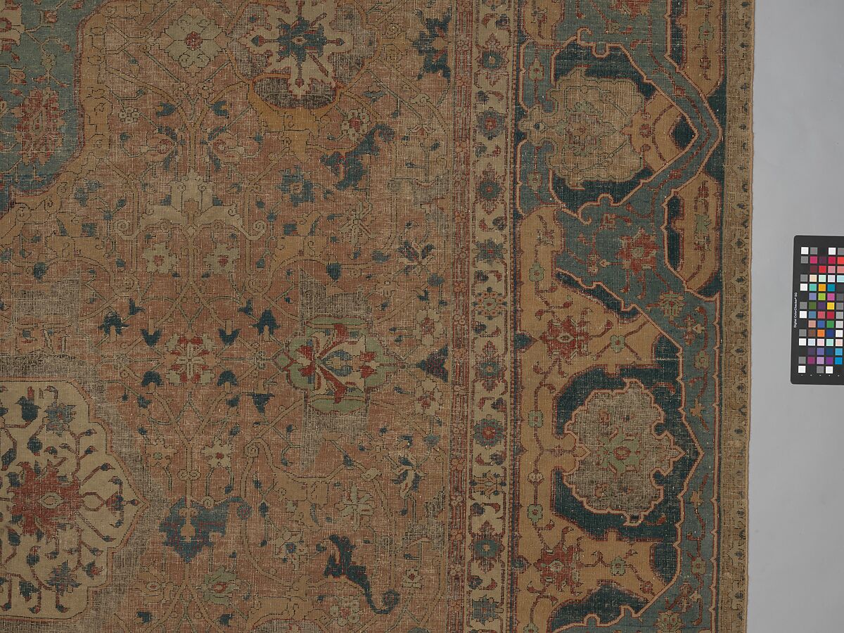 Carpet, Cotton (warp and weft), wool (pile); asymmetrically knotted pile