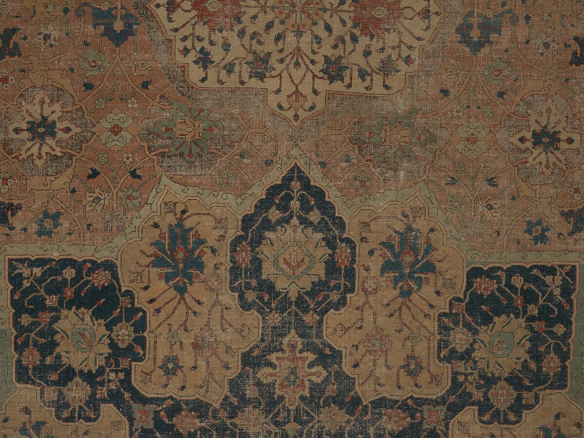 Carpet, Cotton (warp and weft), wool (pile); asymmetrically knotted pile