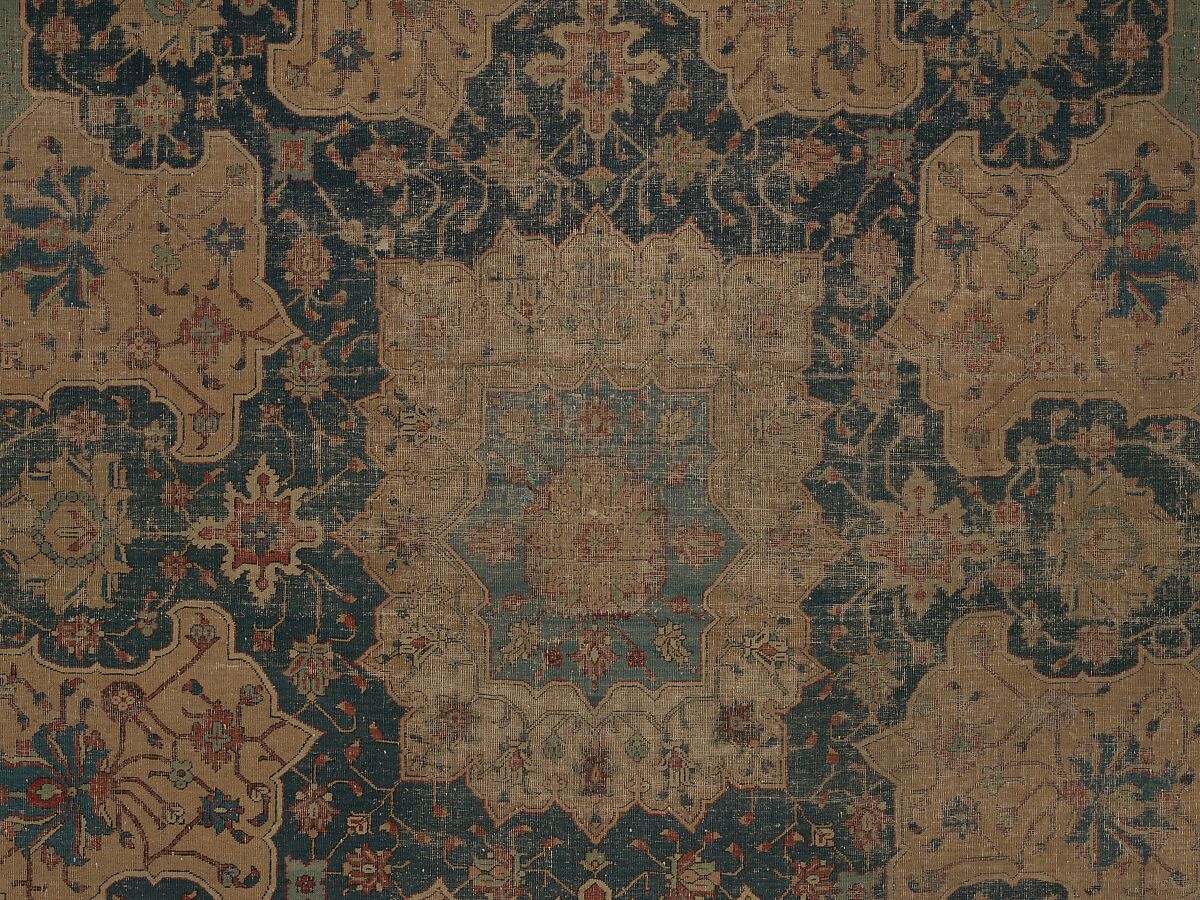 Carpet, Cotton (warp and weft), wool (pile); asymmetrically knotted pile