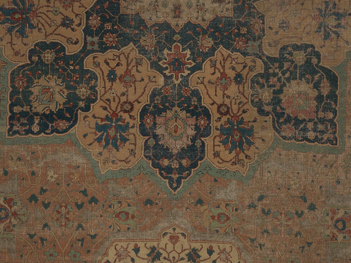 Carpet, Cotton (warp and weft), wool (pile); asymmetrically knotted pile