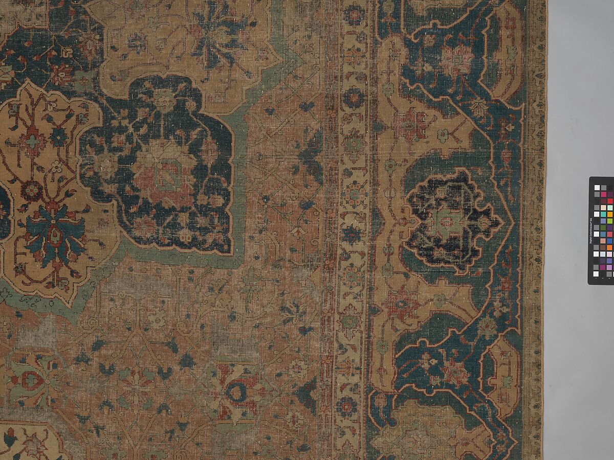 Carpet, Cotton (warp and weft), wool (pile); asymmetrically knotted pile